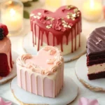Chocolate heart cake with rich ganache, perfect for a romantic celebration.